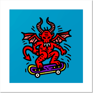 Devil on a skateboard Posters and Art